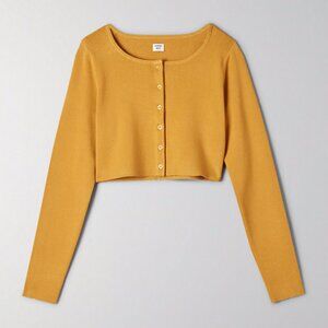 Aritzia Sunday Best Izzy Cropped Button-Up Cardigan (Mustard) - LIKE NEW